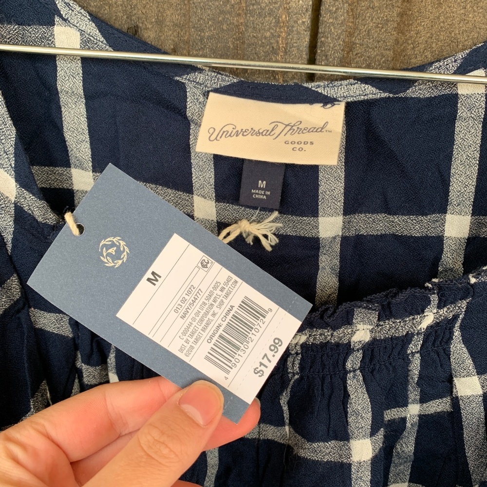 Universal Thread Blue Plaid Ruffle Tank Medium - Picture 5 of 5
